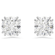Swarovski Stilla Pierced Stud Earrings, White Round-Cut Crystals, Rhodium Plated, 5636712
