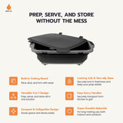 Drip-EZ Barbecue Prep Tub with Cutting Board - XL - Black