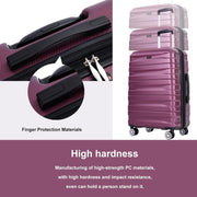 Travelhouse TH6031 Luggage 3 Piece Set Hardshell Lightweight Suitcase with TSA Lock Spinner Wheels 20/24/28 inch Deep Purple