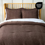Better Homes & Gardens Full/Queen Comforter Set, Heavyweight Warmth, Brown Rippled Chenille, 3-Piece