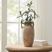 VCNY Home Ceramic Vase, 12 in Taupe Handled, Tapered Silhouette, Farmhouse Style, SOL-VAS-12IN-WD-TAUPE