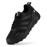 FitVille Mens Wide Trail Running Shoes, Breathable Mesh Upper, EVA Cushioned Midsole, Arch Support, Black, Size 11.5 V1
