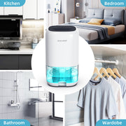 Kloudic Dehumidifier, Portable 35oz Water Tank, Ultra Quiet Operation Below 39dB, Auto Shut Off, White, 280 Sq.ft Coverage, CS01-WH