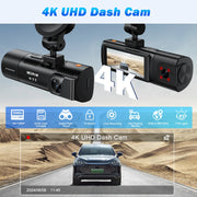 Nexpow A17 Dash Cam Front and Rear, 4K/1080P Full HD Dash Camera with Built-in WiFi GPS, Super Night Vision, WDR, 24H Parking Mode, 32GB Card Included