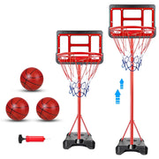 Cshidworld 2 in 1 Adjustable Height Basketball Hoop Stand, Portable Indoor Outdoor Basketball Goal System with Fillable Base and 3 Balls