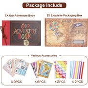 TJT Our Adventure Book Scrapbook Photo Album, Vintage Leather Hardcover with 3D Embossing (Hardcover)