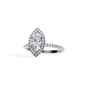 PREMIER DIAMOND RING H1MZM14-8 1.36TW Diamond 18KW Ring 1.02CT Marquise + PAVE