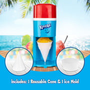 Nostalgia Kool-Aid Snow Cone Maker, Electric Ice Shaver with 64-Ounce Capacity, Safety Push-Down Handle, 4 Reusable Cones, Ice Scoop, Side Shelves, Red White Blue