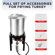 Red Mountain Valley Outdoor Camping Turkey Fryer Set, 30 Qt and 10 Qt Aluminum Pots, 50,000 BTU Burner, Digital Timer, Safety Regulator and Thermocouple Shutoff, 2A-CM196