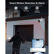 OOSSXX 5MP 4-Camera Wireless Security System with Mini NVR, Dual Antenna WiFi, 80ft Night Vision, Two-Way Audio, AI Motion Detection, 64GB Storage