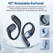Breezio Open Ear Wireless Earbuds, Bluetooth 5.4, Hi-Fi Stereo Sound, IPX7 Waterproof, Black