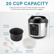 Aroma ARC-5100SB 20-Cup Programmable Rice & Grain Cooker and Multi-Cooker, Black