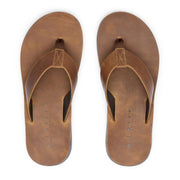 Reef Ojai Classic Mens Sandals, Dark Brown Leather Upper, Cushioned Footbed, Rubber Outsole, Size 10, CJ6246