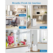 AIRFIRE AP407 Air Purifier, Smart WiFi, Medical-Grade H14 HEPA Filter, Washable Pre-Filter, Quiet Sleep Mode, White and Gray