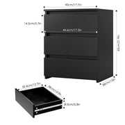 Homfa 1046156 3-Drawers Nightstand Set of 2, Black