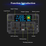 DFITO Power Inverter, 12V DC to 110V AC, 8000W Continuous, 16000W Surge, Modified Sine Wave, LCD Display