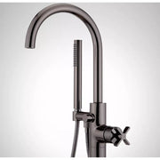 Signature Hardware 488905 953798 Vassor Floor Mounted Tub Filler Faucet with Hand Shower, Gunmetal