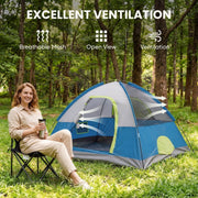 Gianna 2 Person Waterproof Camping Tent with Rainfly, Mesh Windows and Skylights, Lightweight Portable Dome Tent, Blue, OC-ZPV13YD-2NBU