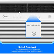 Midea MAW24S2YWT-S 24,000 BTU DOE Smart Inverter Window Air Conditioner, for spaces up to 1,500 sq. ft.