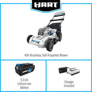 Hart HLPM021 Cordless Brushless Self Propelled Lawn Mower Lithium-Ion Battery 40-Volt