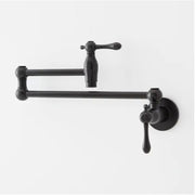 Signature Hardware 488315 4.6 GPM Double Handle Wall Mounted Retractable Pot Filler, Matte Black