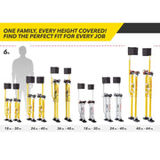 ToolPro Magnesium Adjustable Drywall Stilts with Soft Strap Comfort System, Lightweight, 24 to 40 in, Yellow, TP02441