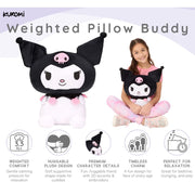 Sanrio Kuromi Kids Weighted Pillow Buddy, 3.3 lb Plush Throw Pillow with Embroidered Details