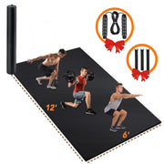 Easoger YB01S23B10026 12'x6' Black Gym Mat, Thick Large Exercise Yoga Mat for Men and Women Aerobics
