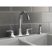 KOHLER Rubicon Kitchen Faucet, 2-Handle Standard with Side Spray, Polished Chrome, Brass Construction, Swivel Spout, R26582-CP