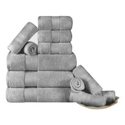Superior ARIA 12PC SET GR Aria Turkish Cotton Solid Heavyweight 12-Piece Grey Towel Set