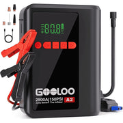 Gooloo A2 8-in-1 Car Jump Starter with 2500A Peak Current, 150 PSI Cordless Air Compressor, Multi-Mode LED Flashlight, Power Bank, Lithium 12V