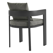 Modway Tahoe Outdoor Dining Chair, Powder-Coated Aluminum Frame, Weather-Resistant Gray Charcoal Cushions, Removable Foam Padding, Open Curved Back, 23 in, EEI-7053GRYCHA