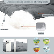 HONEY HOME Porch Swing Cushion, Waterproof, Fade Resistant, Gray, 60x40 in, 4in Thick High-Density Sponge
