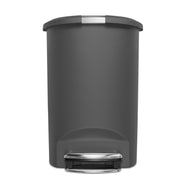 Simplehuman CW1357 50 Litre / 13 Gallon Semi-Round Step Trash Can Grey Plastic