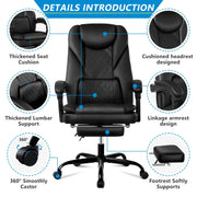 Coolhut 300PY-Black Executive Office Leather Chair with Foot Rest Black