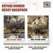 Rig Em Right Refuge Runner Hunting Backpack with Deluxe Padded Backrest, Multiple Compartments, Adjustable Cinch Straps, Optifade Timber Camo, 027-T