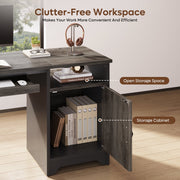 Bestier 47-Inch Computer Desk with Keyboard Tray and Storage Cabinet, Wash Gray, Reversible Layout