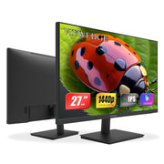 Viewedge 27 Inch QHD 2560x1440 IPS Monitor, 75Hz Refresh Rate, 3ms Response Time, Eye Protection Technology, Dual HDMI, DisplayPort, Wall Mountable, Black