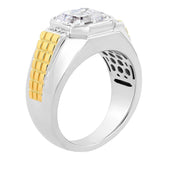 Brilliance Fine Jewelry Two-Tone Sterling Silver Men's Ring with 14k Gold Plating and Cubic Zirconia