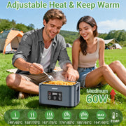 INSMART Heated Lunch Box, 6.3-Cup Cordless Electric Food Warmer with 4D Surround Heating, Leak-Proof Metal Seal, Smart Meal-Time Presets, Blue