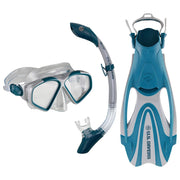 U.S. Divers Cozumel TX Mask, Proflex FX Fins, and Island Dry Snorkel Combo Set - Grey/Navy - M