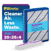 Filtrete Refillable Air Filter Starter Kit, MPR 1550, MERV 12, Reusable Frame with 2 Collapsible Filters, 20x25x4 in, RS2003-4-2P-EC