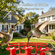 Humbirdy Hummingbird Feeder with 4K Ultra HD Camera, 120fps Slow-Motion, 1.9in Focus, Solar Charging, Dual-Band Wi-Fi 6, Leak-Proof and Ant Moat Design, Red
