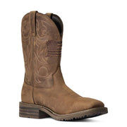Ariat Hybrid Patriot Waterproof Western Boots, Men's, Distressed Brown Leather, Square Toe, 11