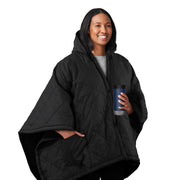 Sunbeam On-the-Go Cordless Heated Throw Blanket with Hood, Black Nylon Microplush, 50x66, 13698