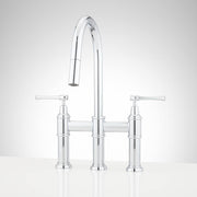 Signature Hardware AF1033-5B-CS-C Pull-Down Bridge Kitchen Faucet w/ cylindircal modern spray head - max 1.8gpm - 30