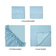 Luxor Treasures Superior Egyptian Cotton Blend Sheet Set, 400 Thread Count, Deep Pocket, Light Blue, Queen