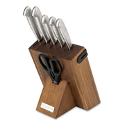 Yellowstone WML137R-ECOM 8-Piece Hammered Steel & Acacia Knife Block Set