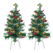 COWIN 24-in Artificial Christmas Trees Pre-Lit Mini Christmas Trees with 30 LED Lights (Set of 2)
