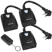 DEWENWILS HRS103F2 Outdoor Remote Control Electrical Outlet Switch, Weatherproof, 3 Outlets with 1 Remote, Black
